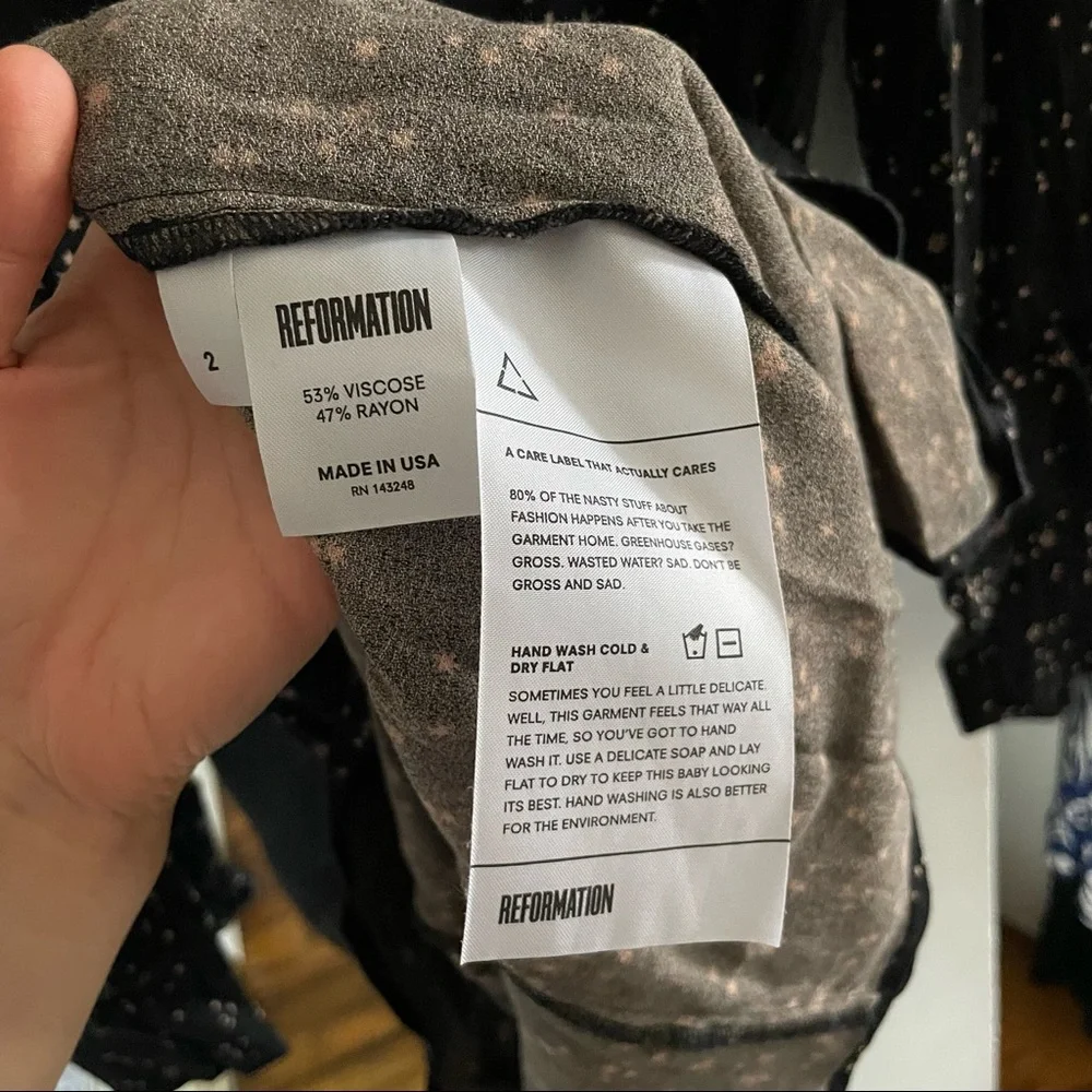 Reformation Black Star Print Courtney Mini Dress - Picture 4 of 5